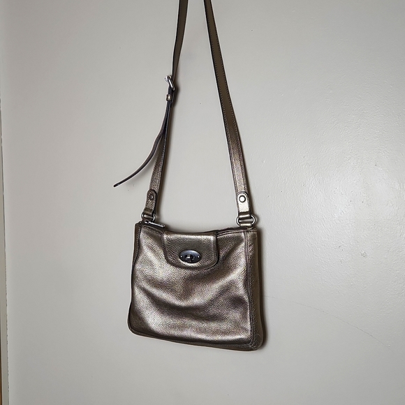 Metallic Fossil Crossbody Satchel Bag - Picture 1 of 12